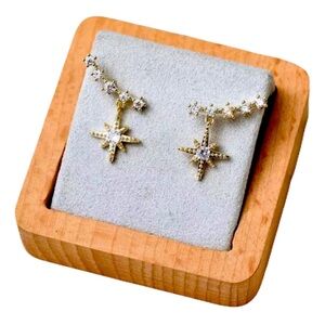 New Star of Bethlehem Sterling Silver & 10k Gold Stud Ear Crawler Earrings